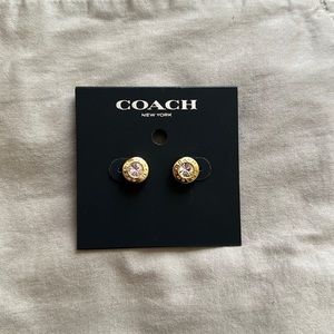 Coach open circle stone stud earrings